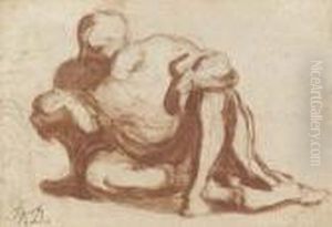Etude D'un Homme Accroupi by Honore Daumier