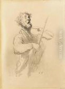 Violoniste Chantant by Honore Daumier