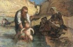 Le Premier Bain by Honore Daumier