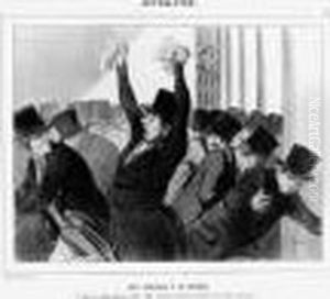 Actualites, Pl. 119 (une Panique A La Bourse). 1845. by Honore Daumier