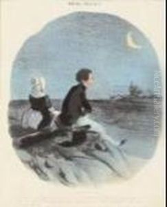 "la Signora Anastasia Boujot Ama Molto Meditare..." (serie: "moeurs Conjugales") by Honore Daumier
