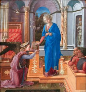 The Annunciation with two Kneeling Donors c. 1440 by Fra Filippo Lippi