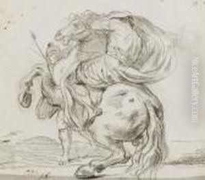 Cavalier Et Soldat, D'apres Mola by Jacques Louis David