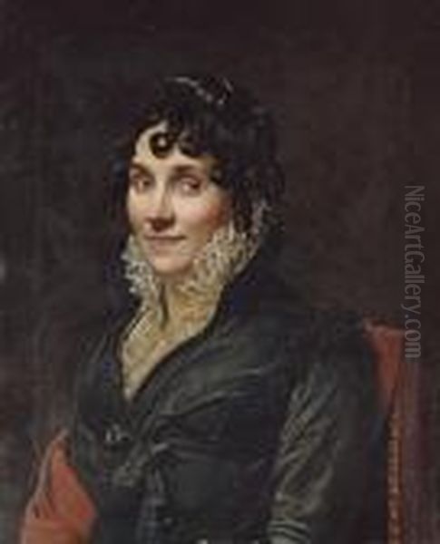 Portrait Of A Lady, Bust-length, In A Green Dress - view 1