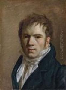 Portrait Of A Gentleman, Bust-length, In A Blue Coat And White Cravat by Jacques Louis David