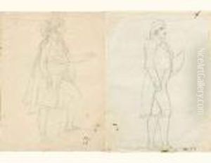 Etudes De Personnages En Pied Pour "le Sacre" by Jacques Louis David
