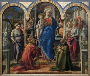 Madonna and Child with St Fredianus and St Augustine 1437-38 by Fra Filippo Lippi