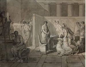 Les Licteurs Ramenent A Brutus Les Corps De Ses Fils Morts by Jacques Louis David