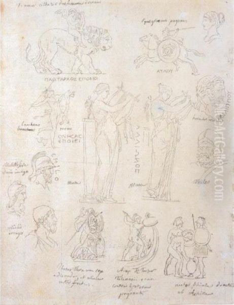 A Sheet Of Studies Of Classical Figures, Groups Of Soldiers And Heads In Profile - view 1