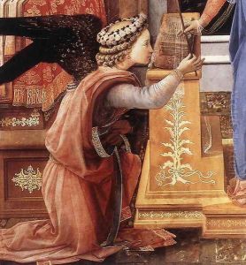 The Annunciation with two Kneeling Donors (detail-1) c. 1440 by Fra Filippo Lippi