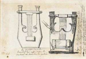 Two Studies Of Lyres After The Antique by Jacques Louis David