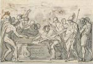 Alexander Ordering The Books Of Homer To Be Preserved by Jacques Louis David