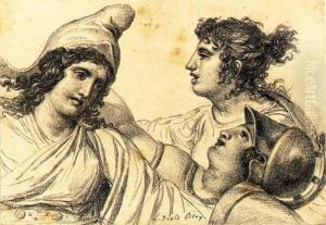 Paris With Juno And Minerva by Jacques Louis David