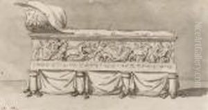 Study Of An Antique Bed With A Frieze On The Trojan War