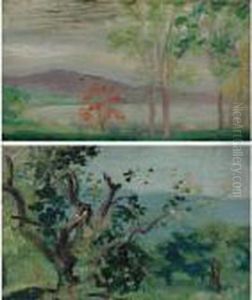 Old Apple Orchard And Rockland Landscape: A Pair Of Paintings by Arthur Bowen Davies