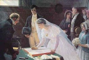 Signing The Register by Edmund Blair Blair Leighton