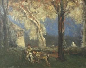 Young Boy With His Dog by Arthur Bowen Davies