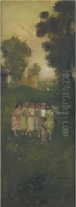Who Is It? (cupid And A Bevy Of Girls) by Arthur Bowen Davies