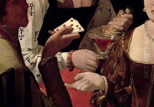 The Cheat with the Ace of Diamonds, detail of the players, c.1635-40 by Georges de La Tour