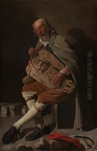 The Hurdy-gurdy Player 1631-36 by Georges de La Tour