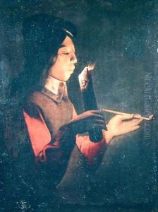 Young Man Lighting his Pipe by Georges de La Tour
