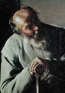 An Old Man, detail of the head, c.1618-19 by Georges de La Tour