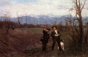 Wilhelm Leibl and Sperl on the hunt, 1890-1895