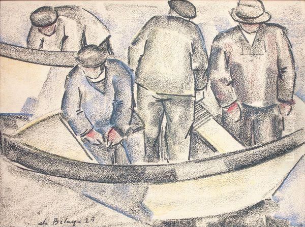 Quatre Hommes En Barques - view 1