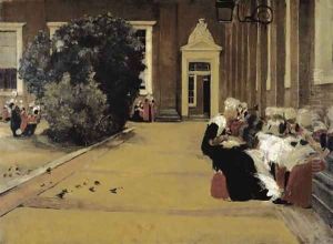Courtyard of the orphanage in Amsterdam, 1876 by Max Liebermann