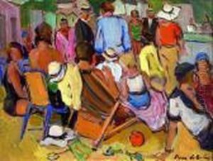 Scene De Plage. by Pierre De Belay