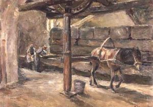 Interior of a flour mill in Florence by Max Liebermann