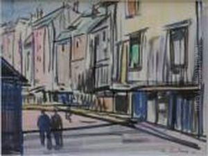 Scene De Rue Animee by Pierre De Belay