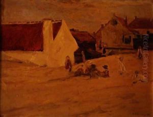 Children playing in a Village by Max Liebermann