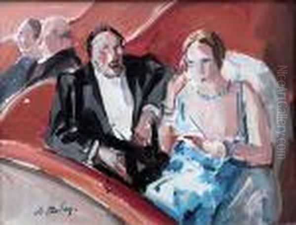 Loges A L'opera. Huile Sur Carton, Signeen Bas A Gauche. 27 X 35 Cm - view 1