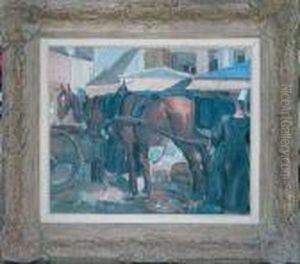 Scene De Marche A Pont-l'abbe by Pierre De Belay