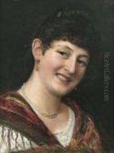 Portrat Einer Lachelnden Italienerin by Eugene de Blaas