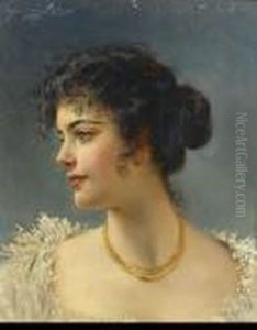 Portrait De Femme Au Collier by Eugene de Blaas