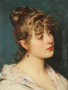 A Portrait Of A Young Lady by Eugene de Blaas