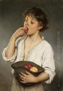 Boy Eating An Apple by Eugene de Blaas