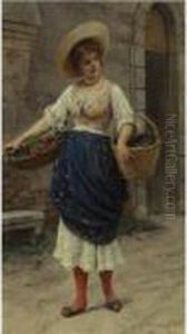 Young Beauty With Fruit Basket