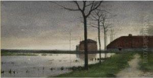 A View Along The River Vecht by Theophile Emile Achille De Bock