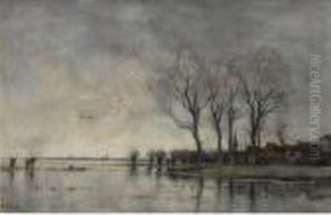 A Town On The River Vecht by Theophile Emile Achille De Bock