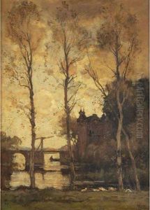 Boater Beside A Drawbridge At Sunset
