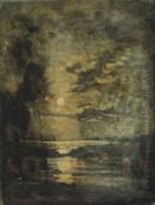 Paesaggio Al Chiaro Di Luna by Theophile Emile Achille De Bock