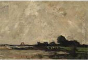 A Polder Landscape by Theophile Emile Achille De Bock