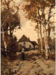 A Peasantwoman On A Path In A Forest Landscape A Peasantwoman On A Path In A Forest Landscape