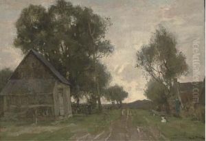 Farm Buildings by Theophile Emile Achille De Bock