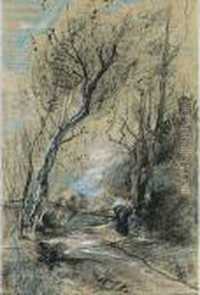 A Peasant Woman On A Path In A Wooded Landscape - view 1