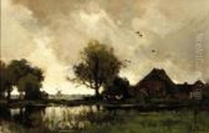 A Stormy Day: A Farm In A Polder Landscape