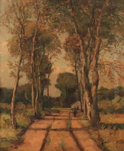 Sandy Trail Allined With Birch Trees by Theophile Emile Achille De Bock